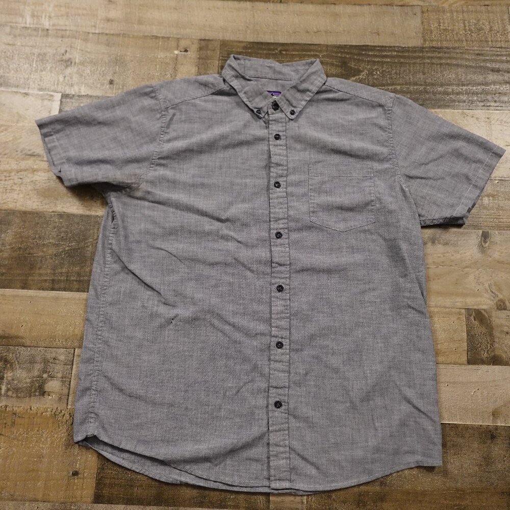 Patagonia Lightweight Bluffside Shirt men's large gray Organic Cotton